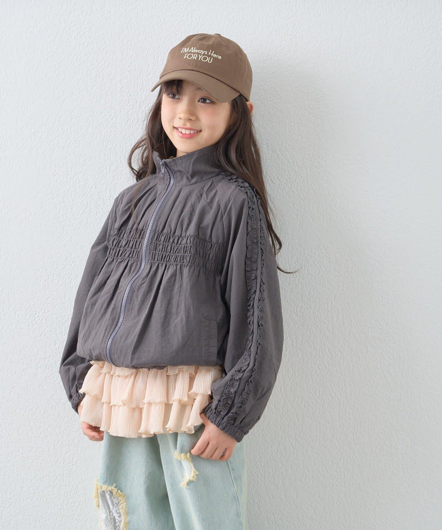 KIDS 中性 防曬條紋圍巾拼接Logo刺繡棒球帽