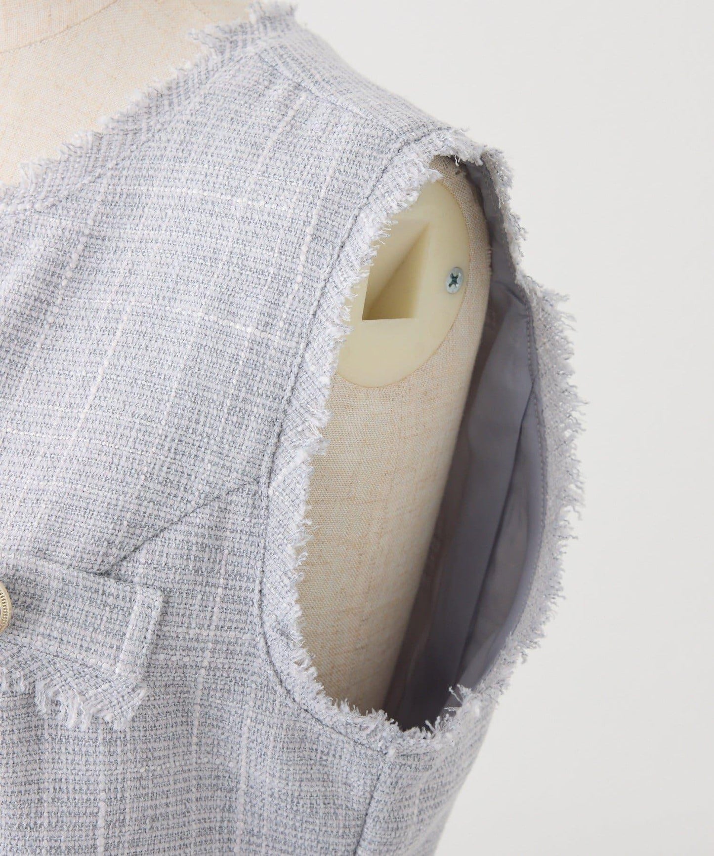 金色紐扣粗花呢迷你連衣裙（可成套搭配）