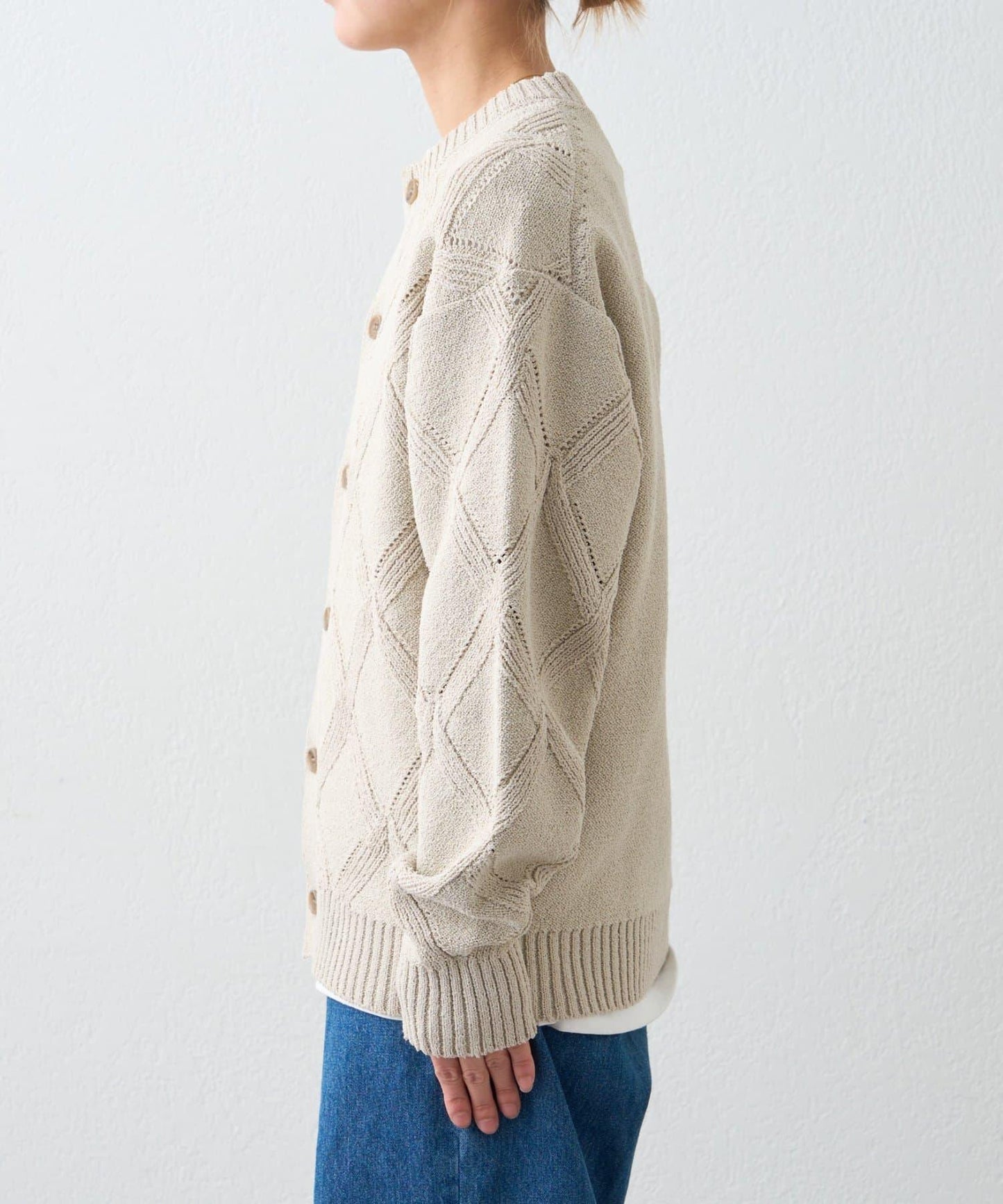 UNISEX 菱形網眼 圓領 針織開衫 26SS展示會款