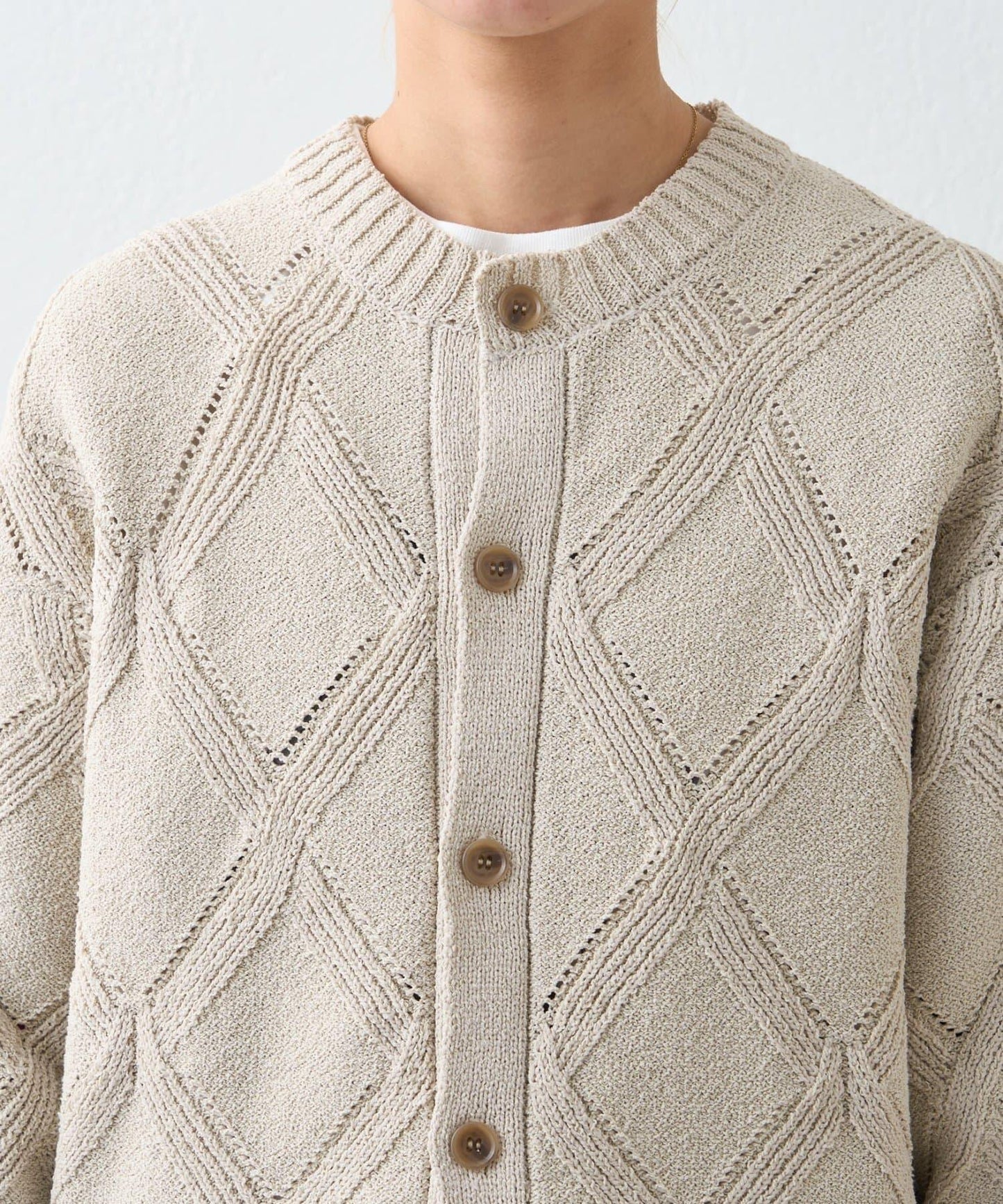 UNISEX 菱形網眼 圓領 針織開衫 26SS展示會款