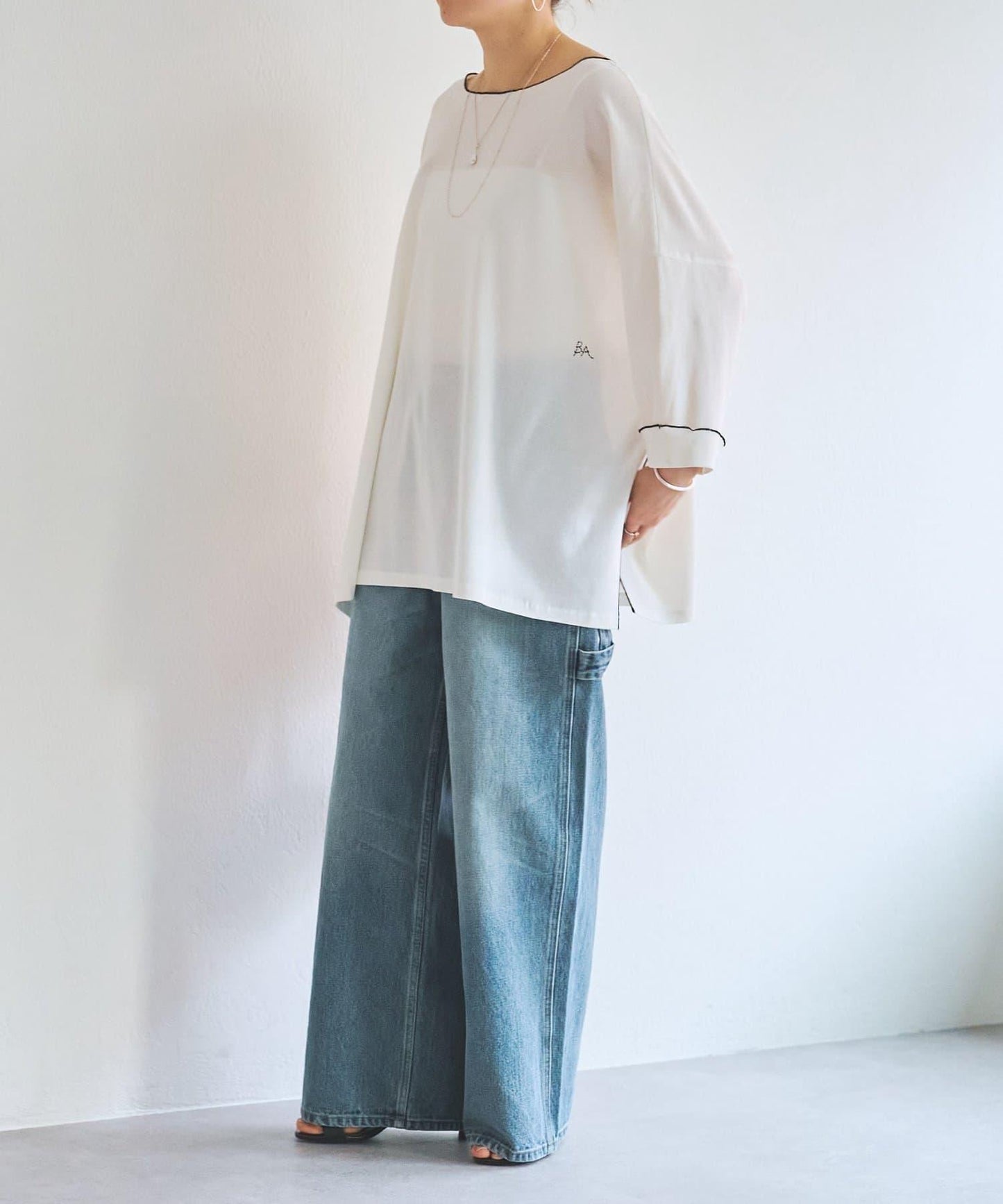 牛仔闊腿褲