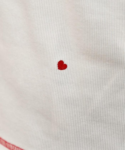 小心心刺繡 亨利領 長袖T恤