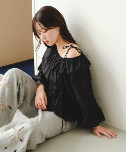 蝴蝶荷葉邊設計 女襯衫