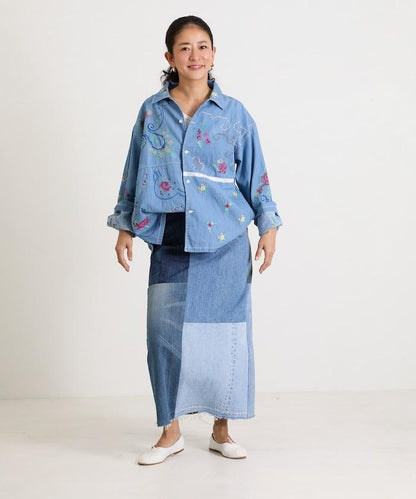 開領刺繡襯衫夾克