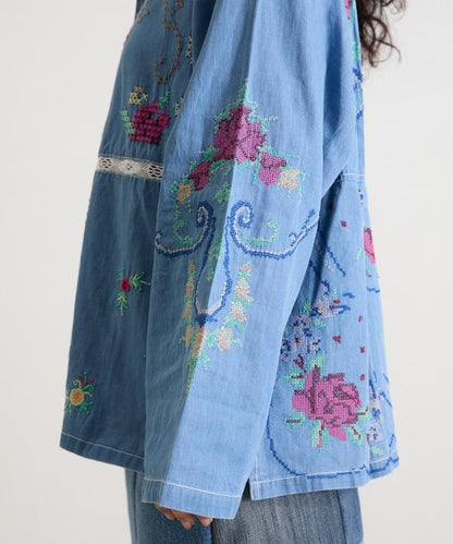 開領刺繡襯衫夾克