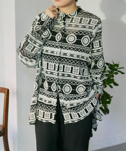 透感長款薄紗刺繡襯衫 SUM1 STYLE