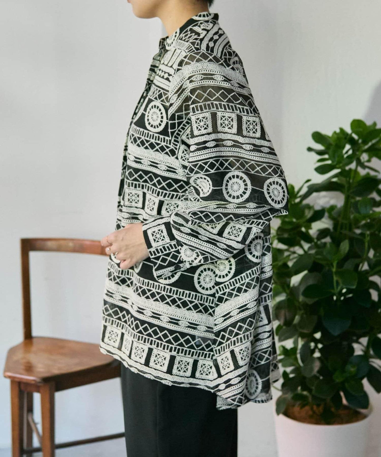 透感長款薄紗刺繡襯衫 SUM1 STYLE