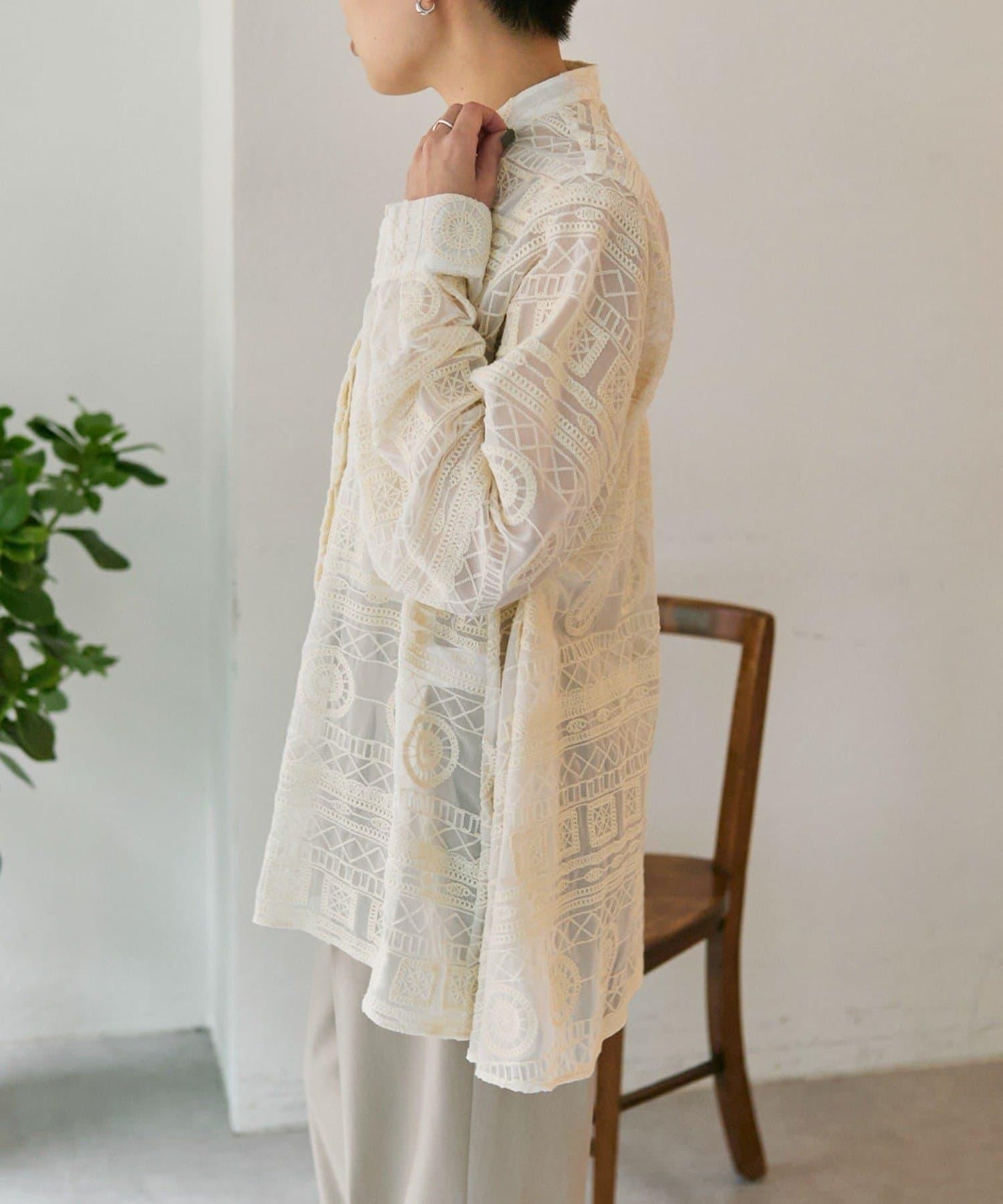 透感長款薄紗刺繡襯衫 SUM1 STYLE