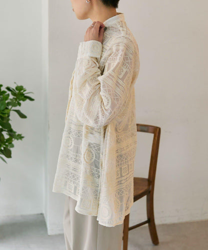 透感長款薄紗刺繡襯衫 SUM1 STYLE