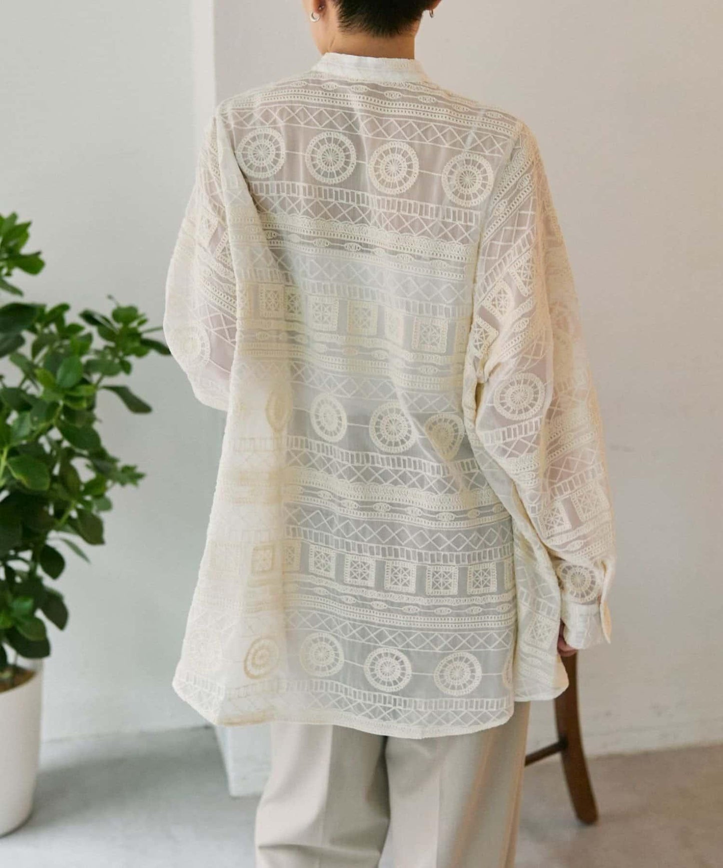 透感長款薄紗刺繡襯衫 SUM1 STYLE