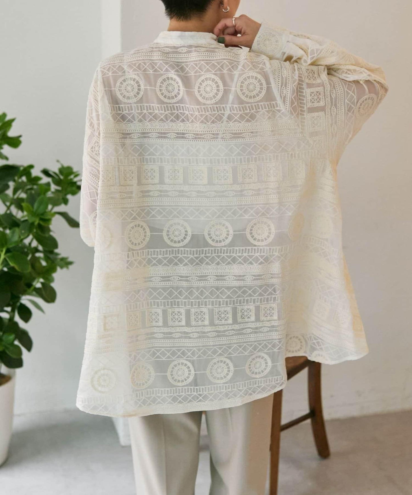 透感長款薄紗刺繡襯衫 SUM1 STYLE