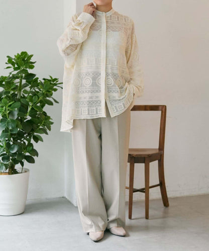 透感長款薄紗刺繡襯衫 SUM1 STYLE