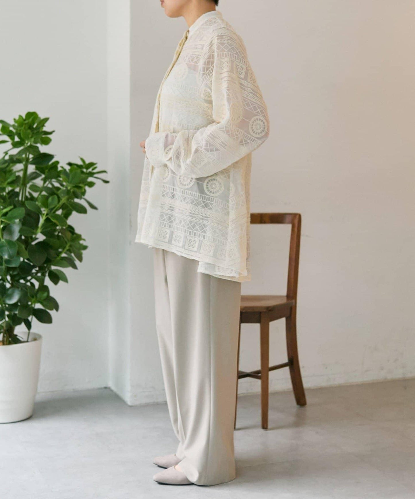 透感長款薄紗刺繡襯衫 SUM1 STYLE