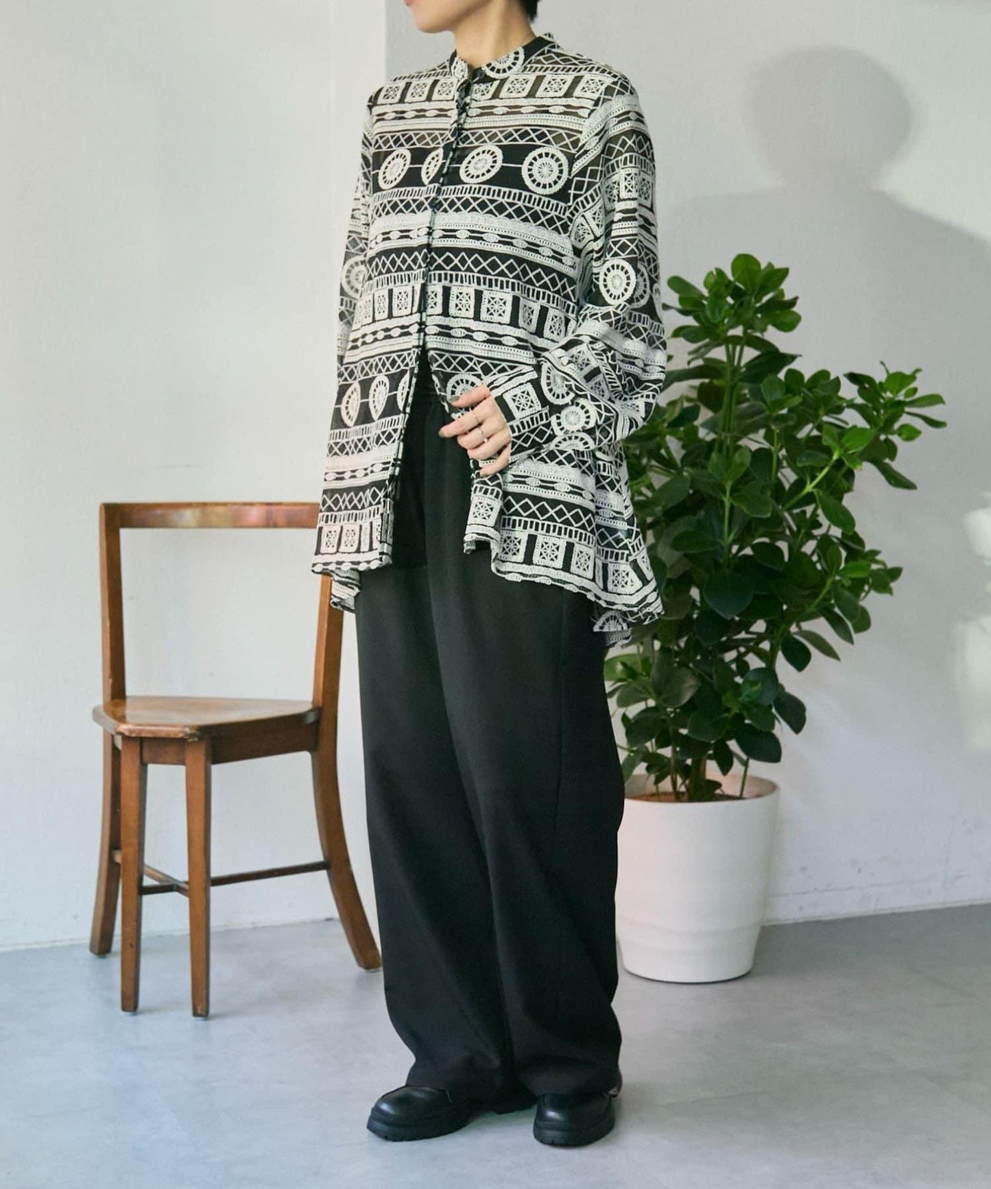 透感長款薄紗刺繡襯衫 SUM1 STYLE