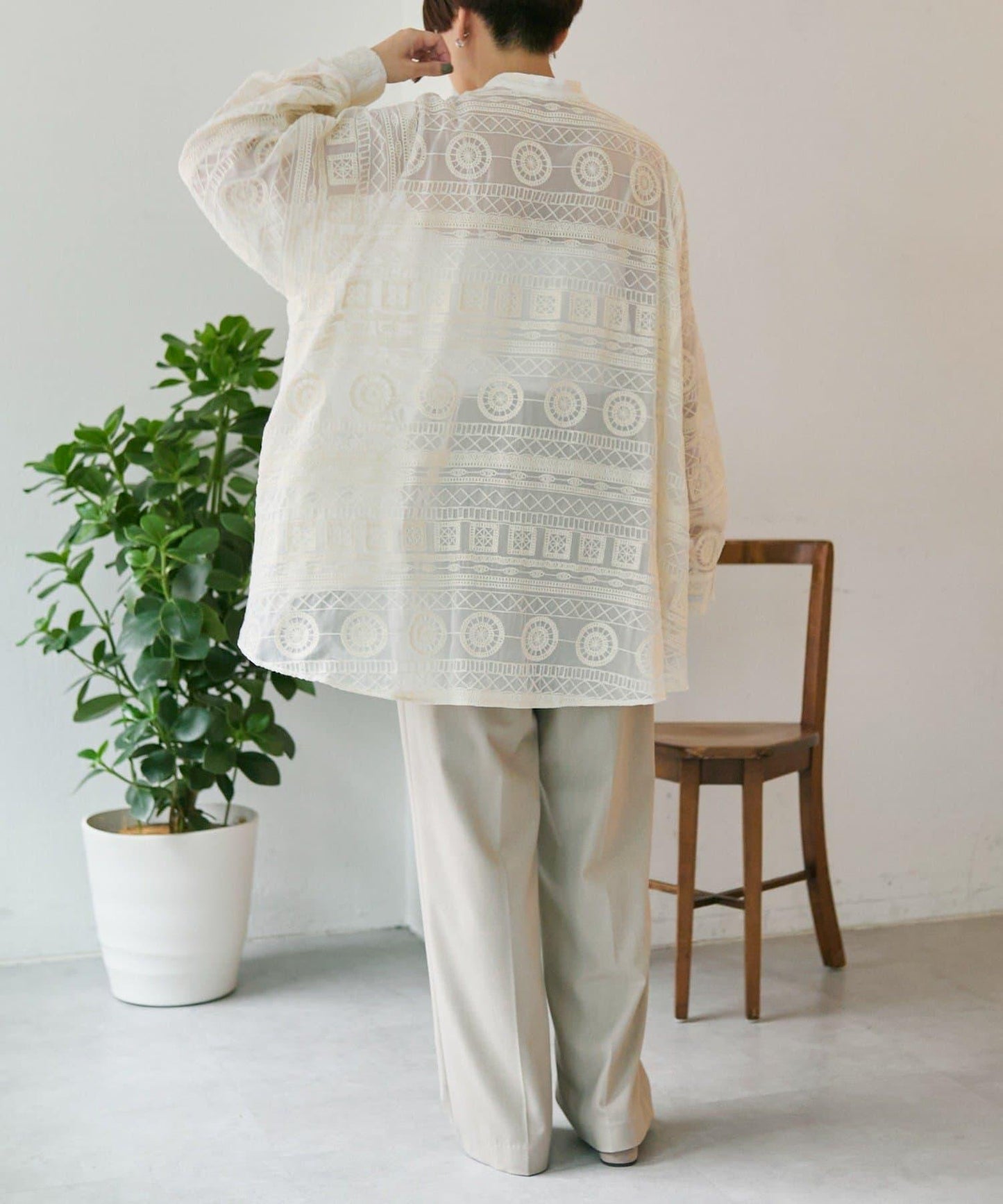 透感長款薄紗刺繡襯衫 SUM1 STYLE