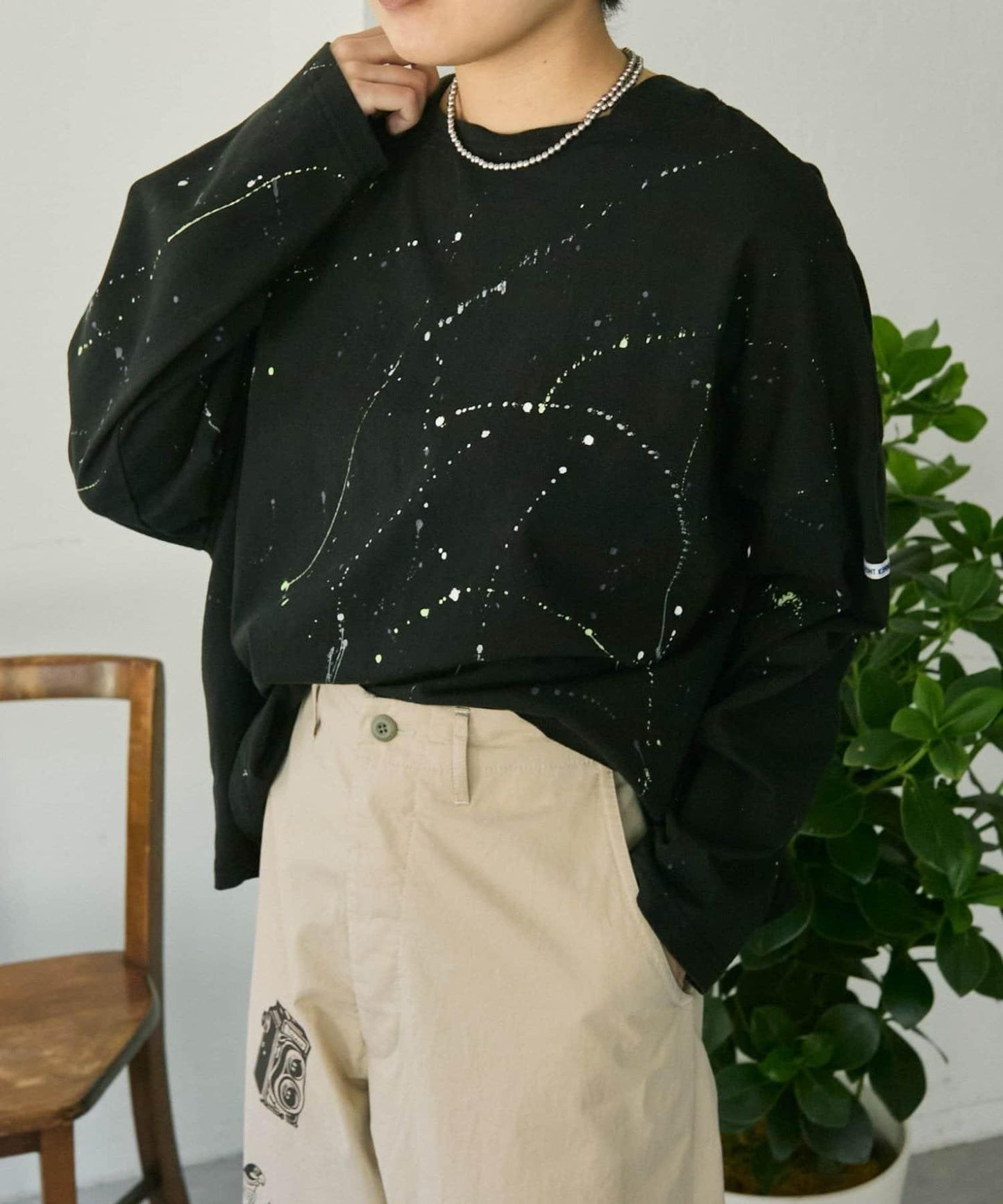 《綿100%》 MONT KEMMEL×SUM1 STYLE 塗繪圖案 長袖T恤
