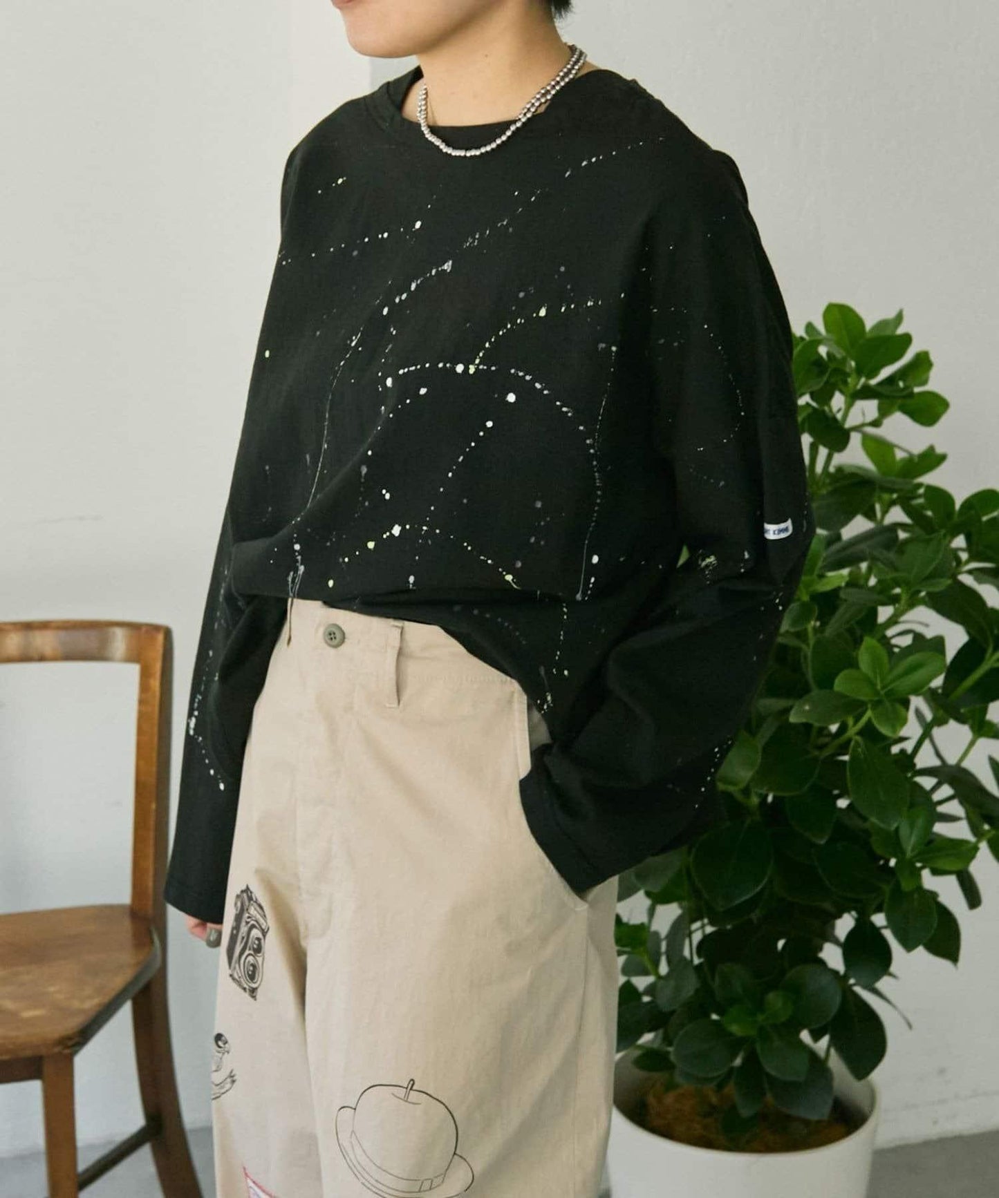 《綿100%》 MONT KEMMEL×SUM1 STYLE 塗繪圖案 長袖T恤