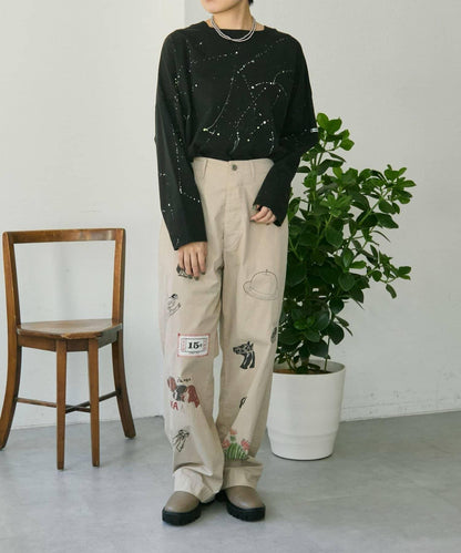 《綿100%》 MONT KEMMEL×SUM1 STYLE 塗繪圖案 長袖T恤