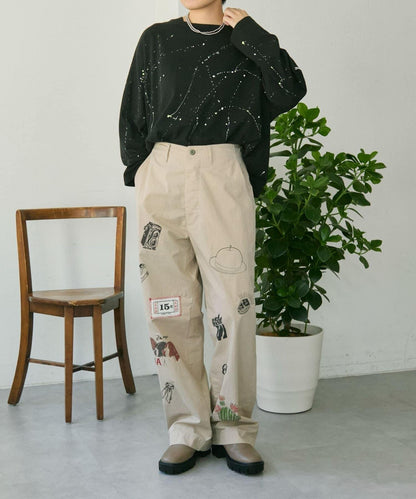 《綿100%》 MONT KEMMEL×SUM1 STYLE 塗繪圖案 長袖T恤