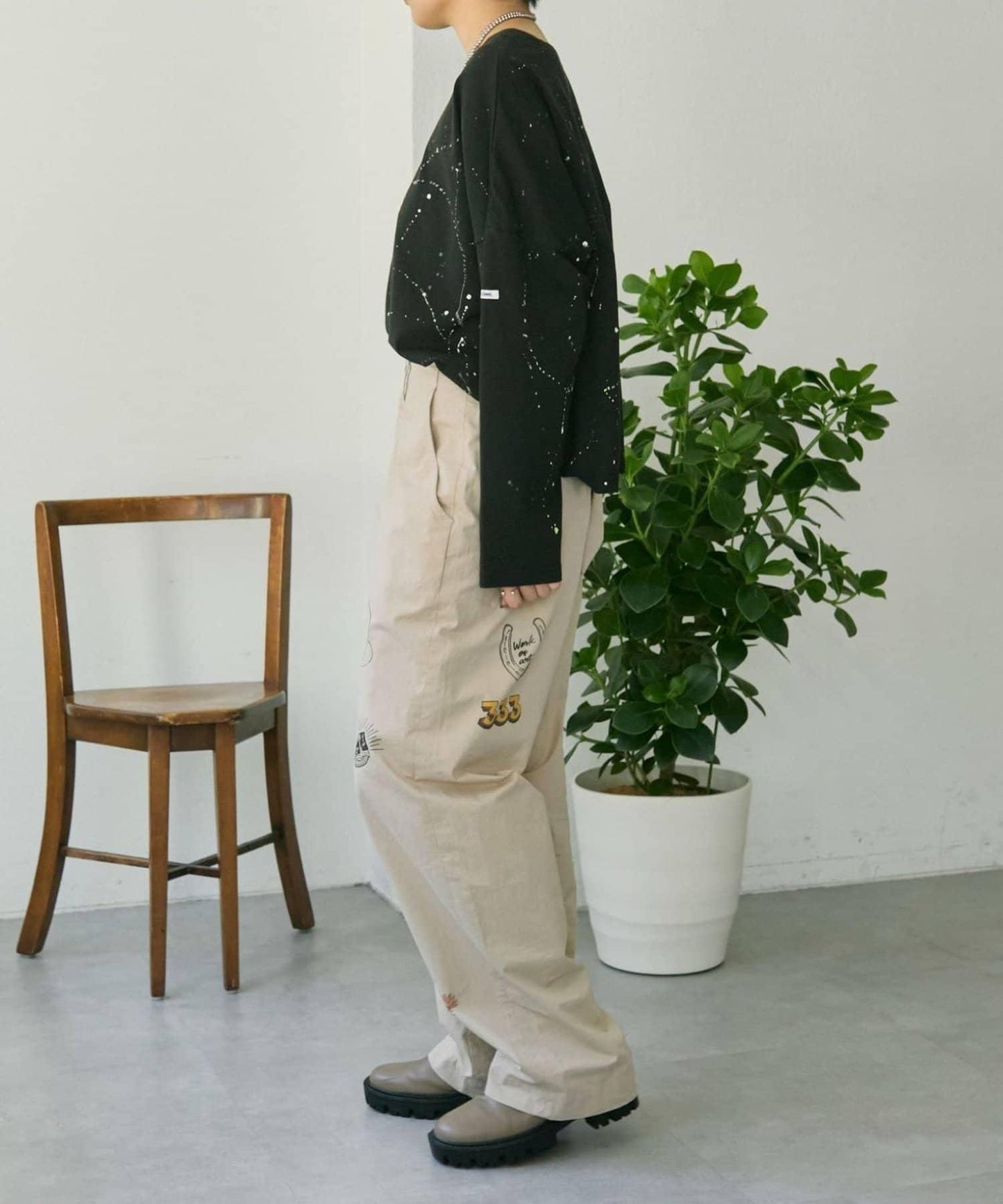 《綿100%》 MONT KEMMEL×SUM1 STYLE 塗繪圖案 長袖T恤
