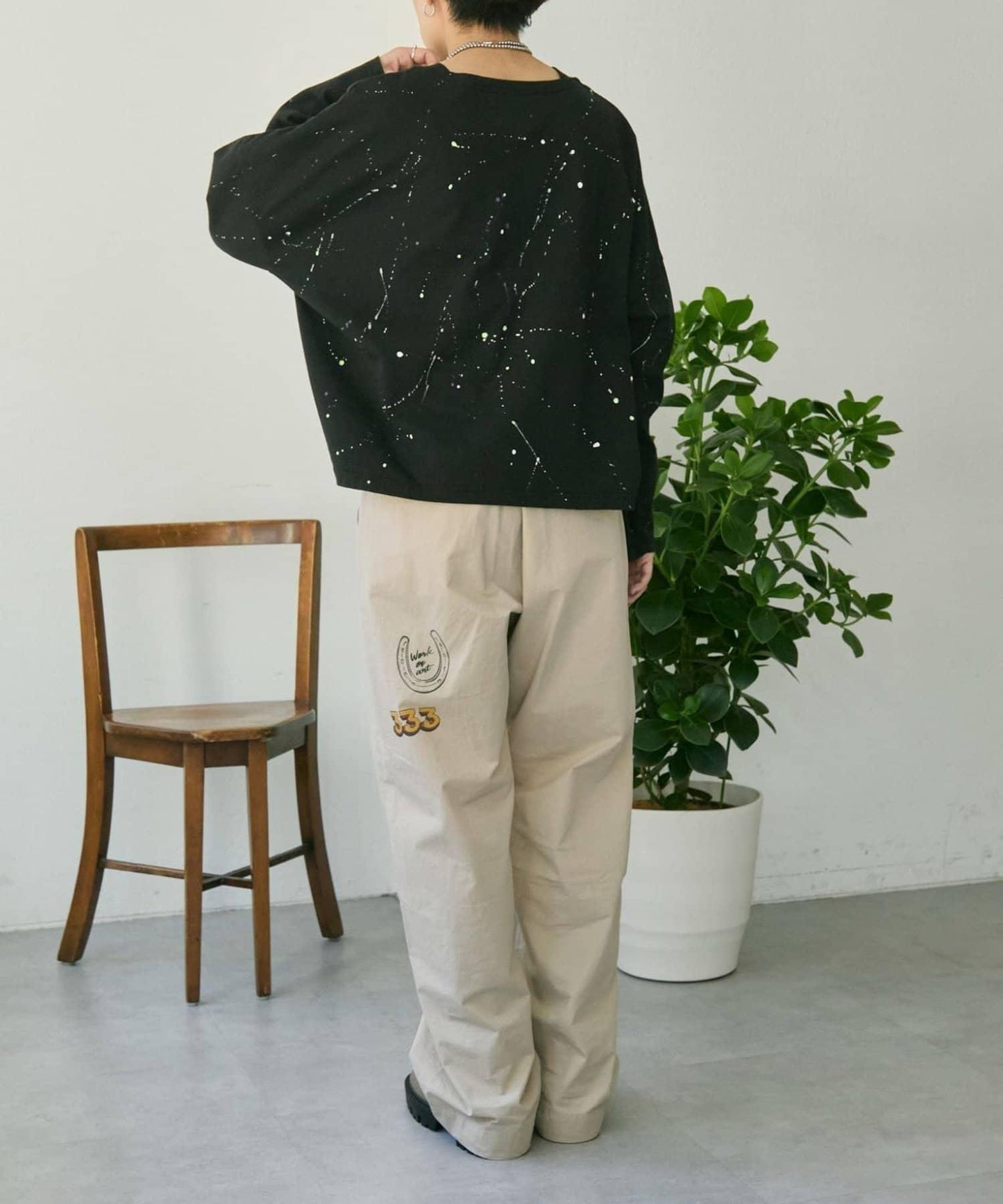 《綿100%》 MONT KEMMEL×SUM1 STYLE 塗繪圖案 長袖T恤