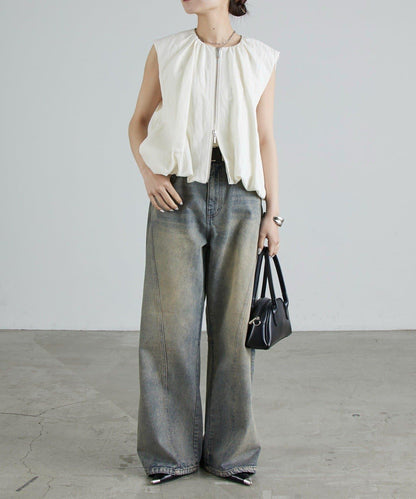 雙拉鍊 氣球廓形 馬甲