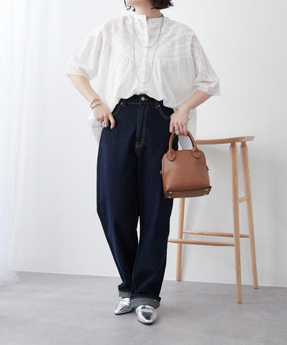 【NAO】 打褶蕾絲前扣襯衫