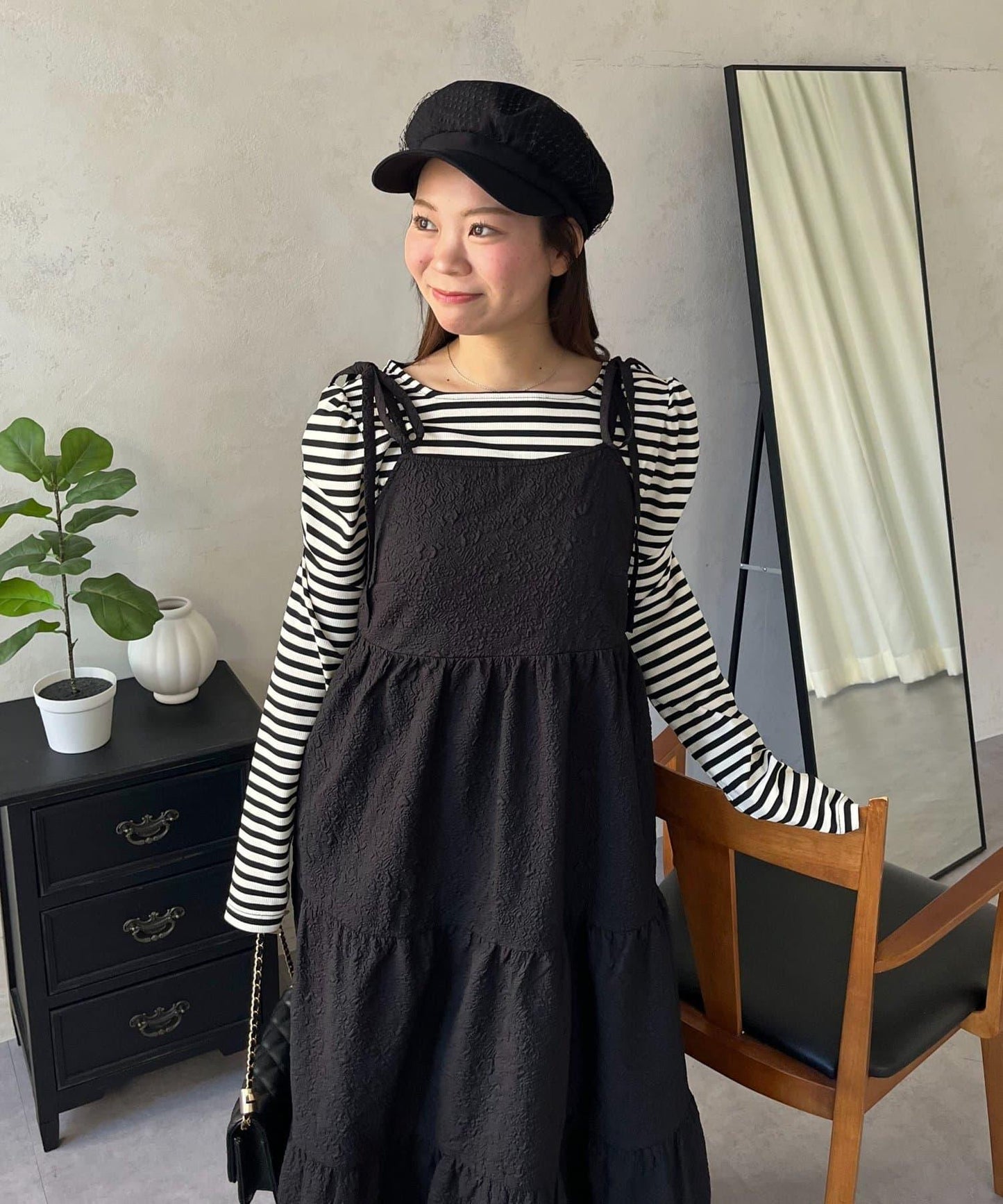 MARIN 肩部蝴蝶結 層疊 吊帶連衣裙