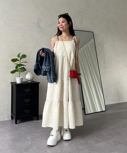 MARIN 肩部蝴蝶結 層疊 吊帶連衣裙