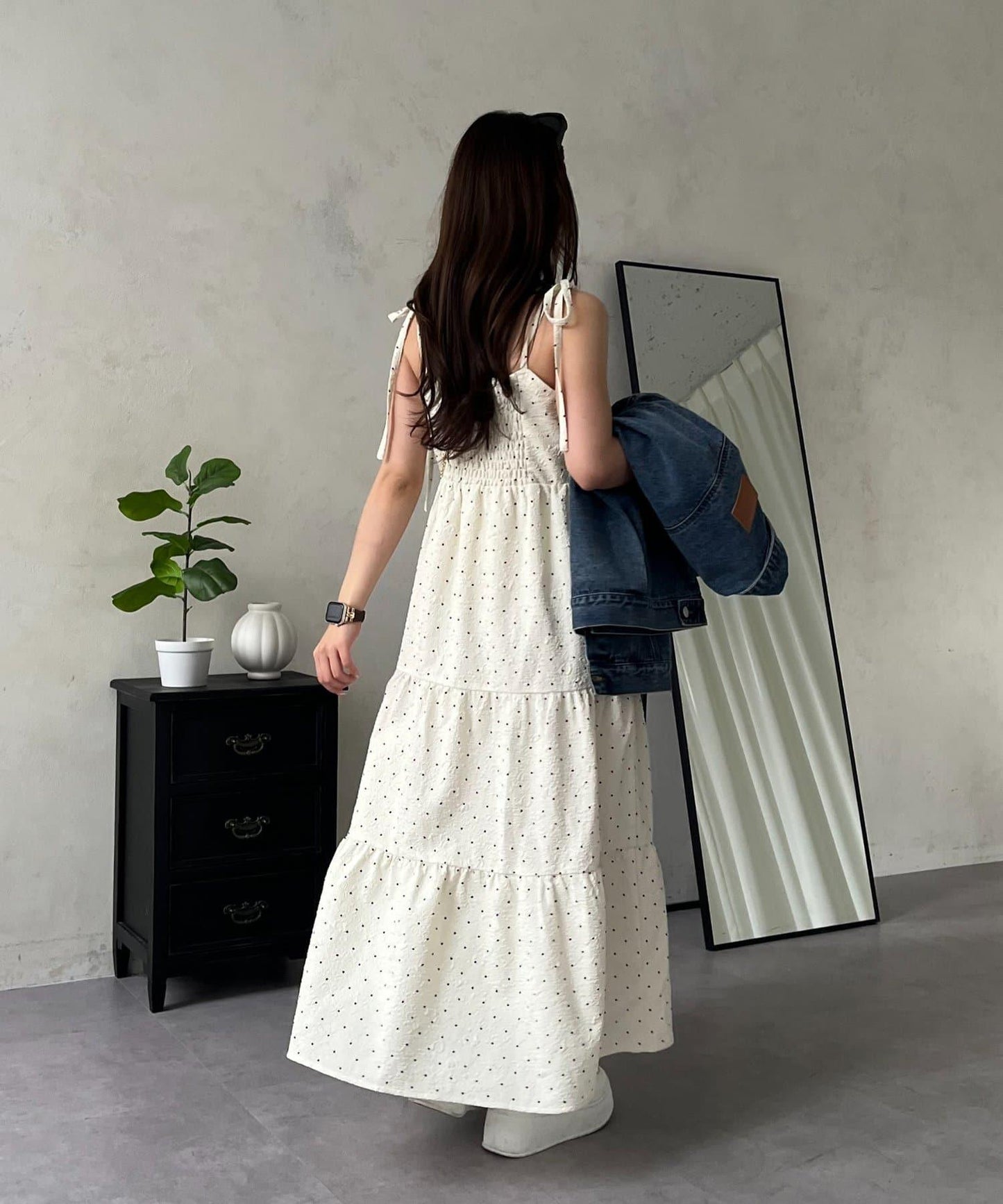 MARIN 肩部蝴蝶結 層疊 吊帶連衣裙