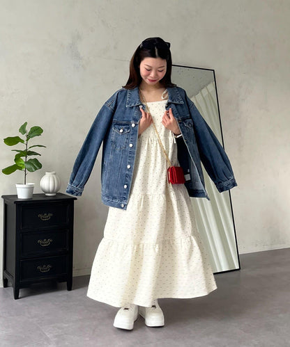 MARIN 肩部蝴蝶結 層疊 吊帶連衣裙