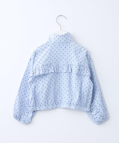 童裝 透紗波點荷葉邊 連帽外套