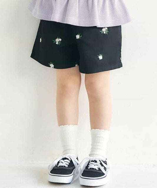 心形花朵刺繡短褲