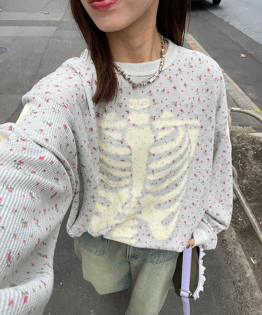圓領漸變花卉熱感上衣