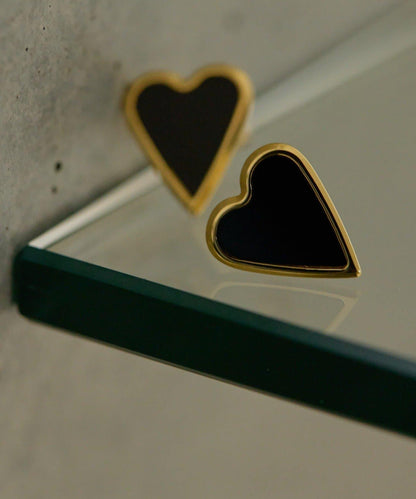 《金屬アレルギー対応/ステンレス》 平面色愛心 耳釘