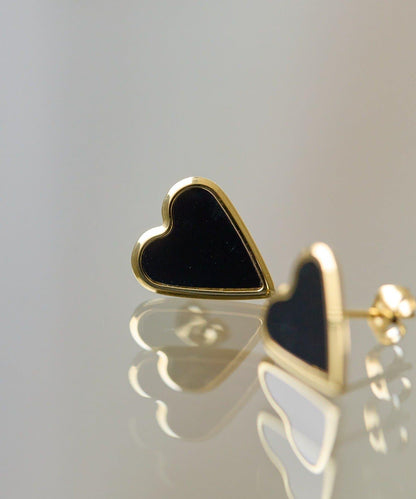 《金屬アレルギー対応/ステンレス》 平面色愛心 耳釘