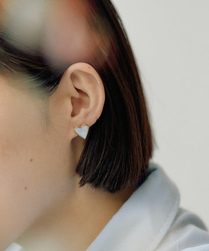 《金屬アレルギー対応/ステンレス》 平面色愛心 耳釘