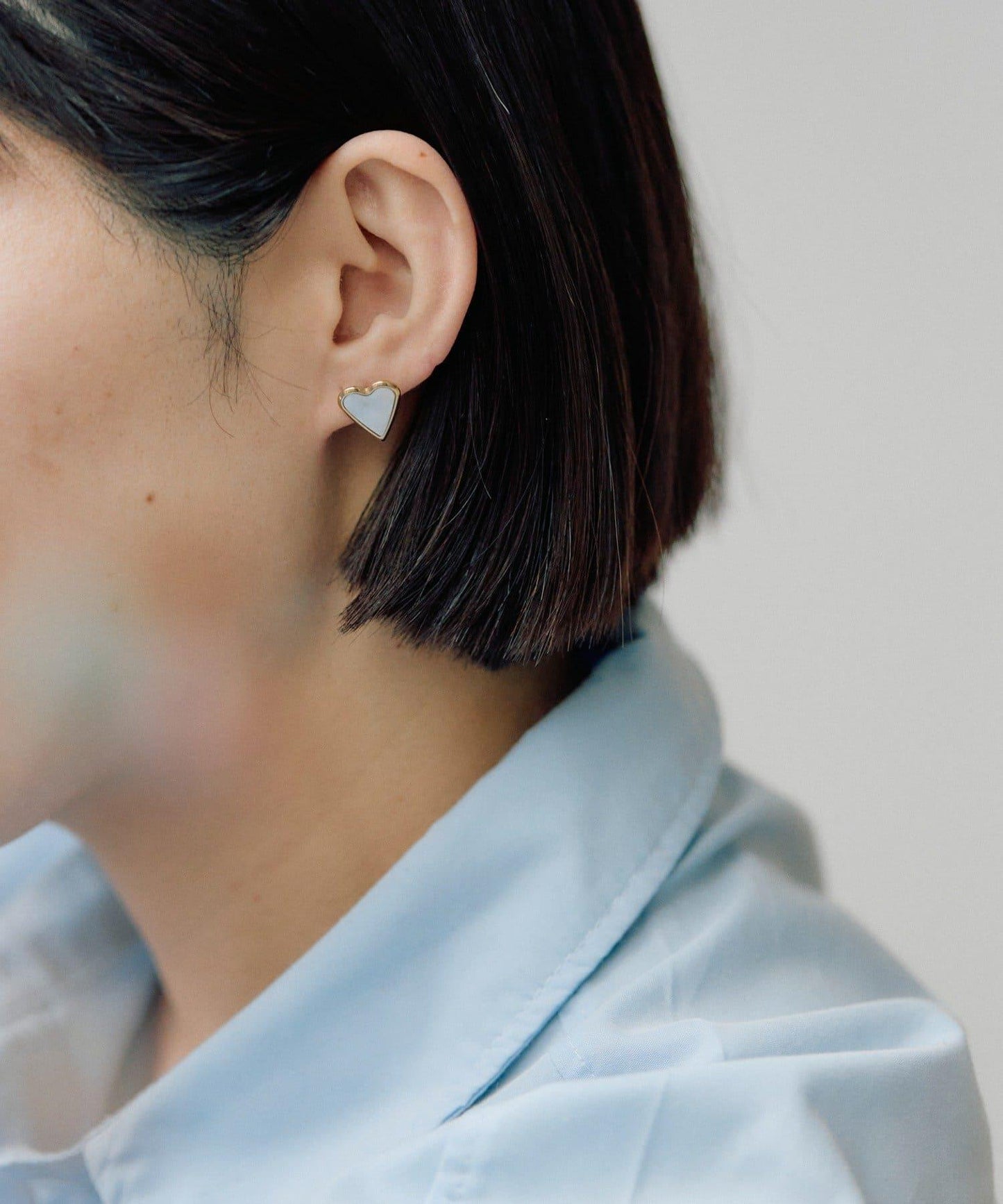 《金屬アレルギー対応/ステンレス》 平面色愛心 耳釘