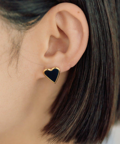 《金屬アレルギー対応/ステンレス》 平面色愛心 耳釘