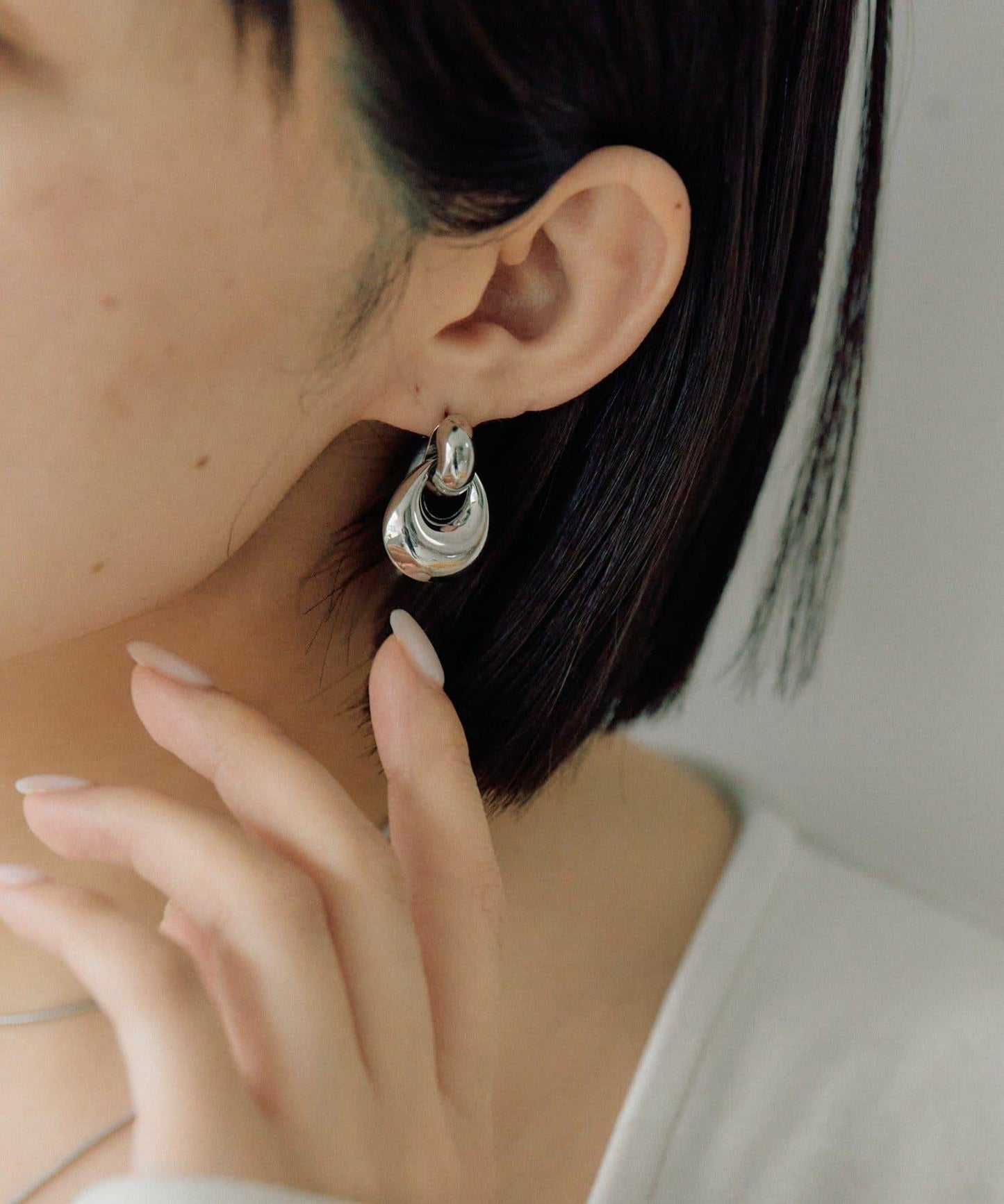 防金屬過敏 不鏽鋼 水滴圓環 耳飾