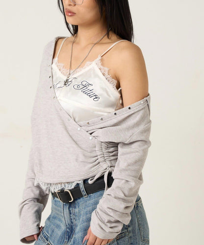 EMBROIDERED LOGO SATIN SLIP CAMI 吊帶上衣
