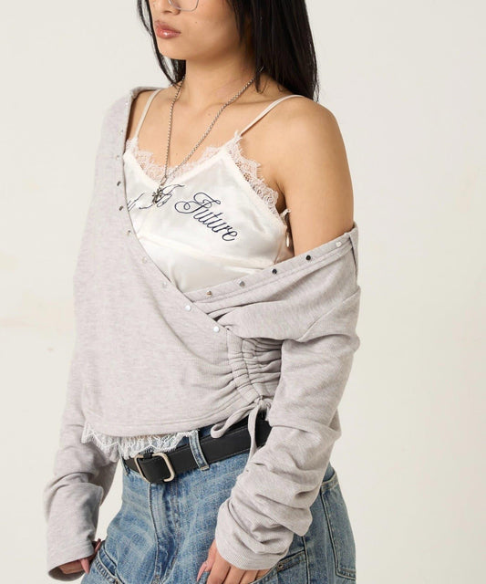 EMBROIDERED LOGO SATIN SLIP CAMI 吊帶上衣