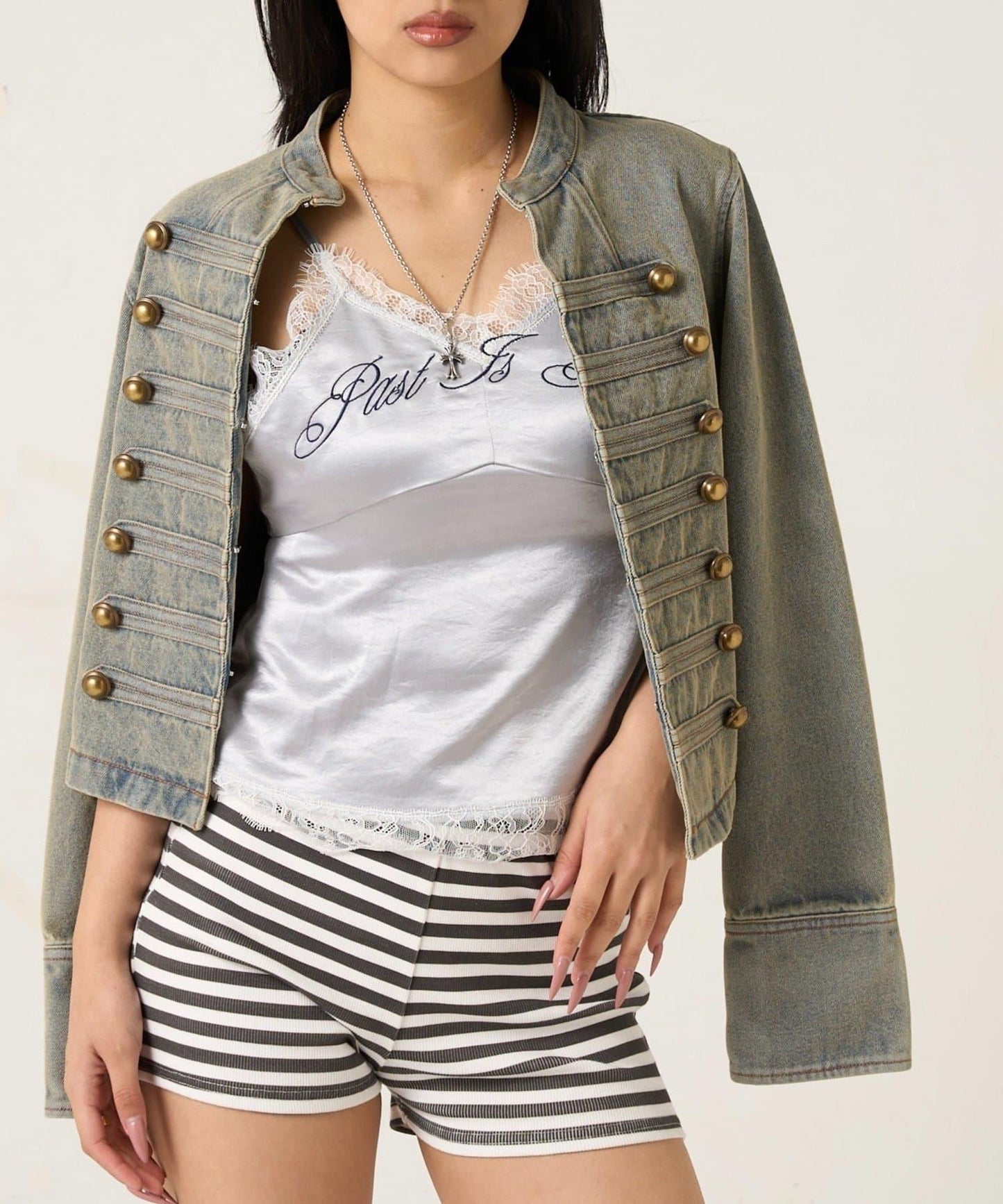 EMBROIDERED LOGO SATIN SLIP CAMI 吊帶上衣