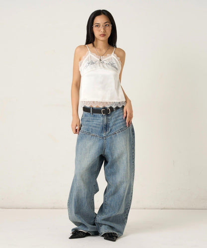 EMBROIDERED LOGO SATIN SLIP CAMI 吊帶上衣