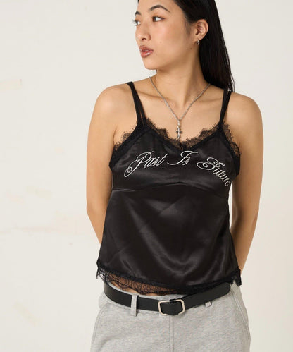 EMBROIDERED LOGO SATIN SLIP CAMI 吊帶上衣
