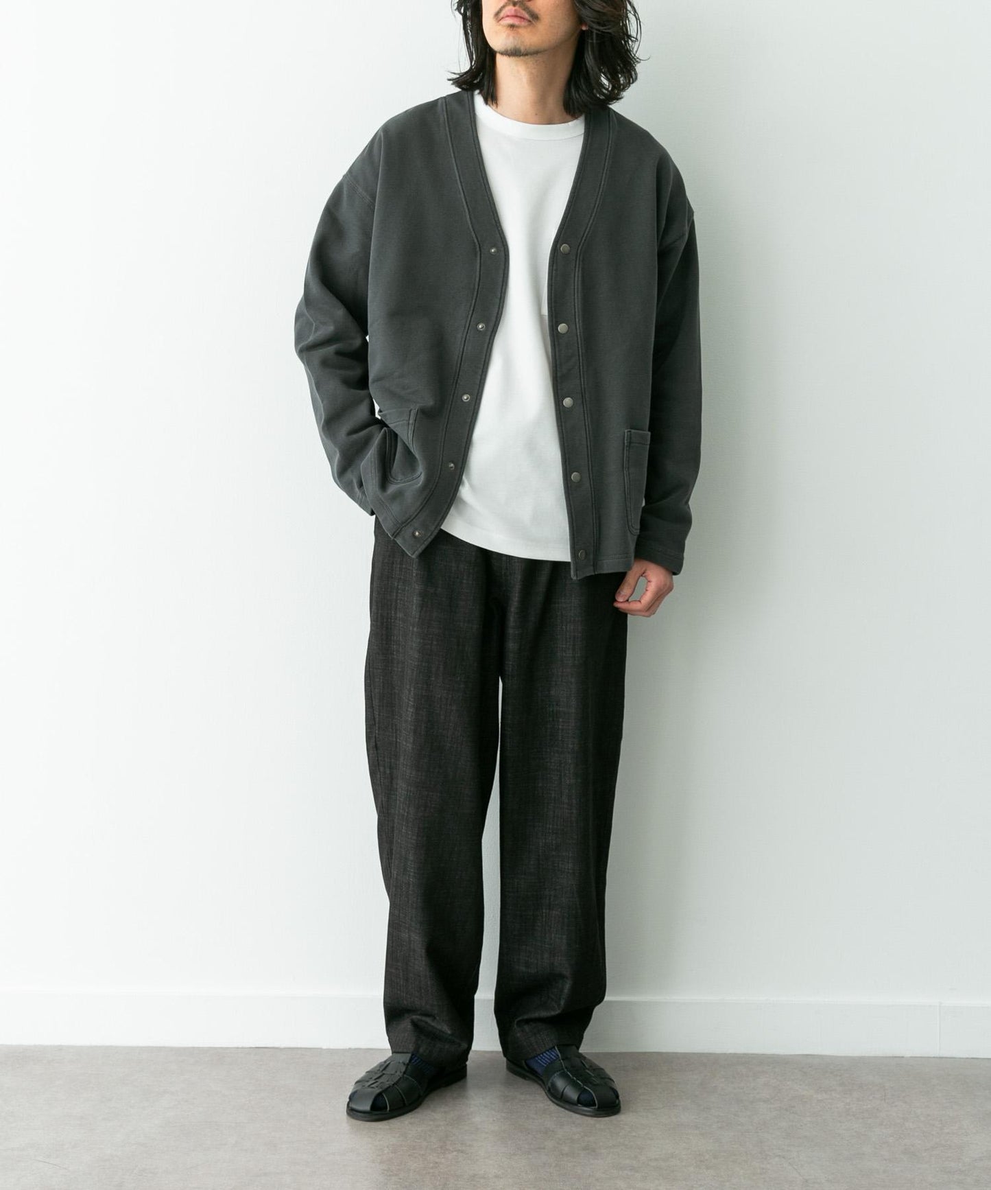 牛仔風寬鬆闊腿休閒褲