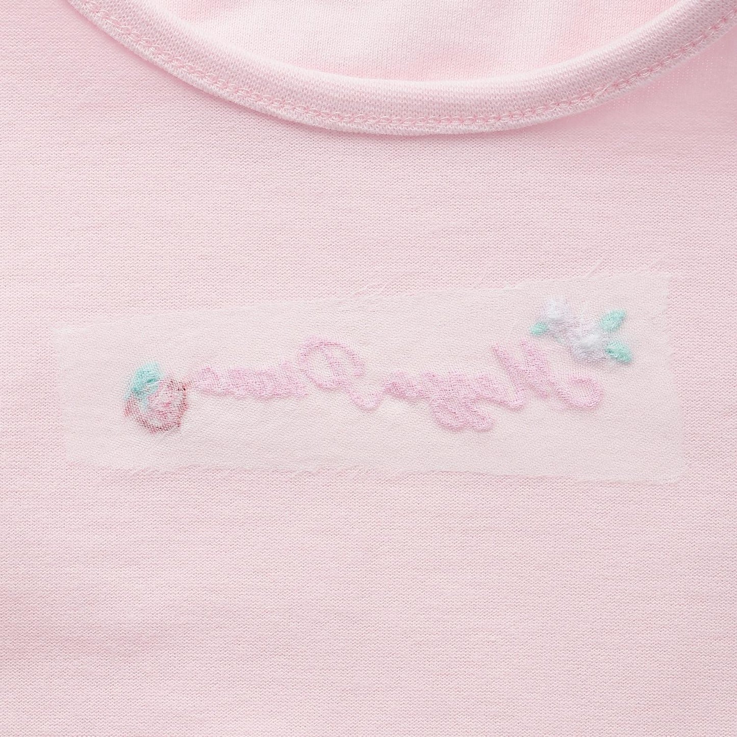 草莓刺繡 網紗袖 T恤