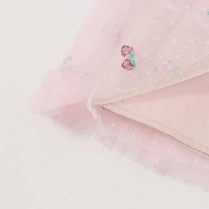 草莓刺繡網紗半身裙
