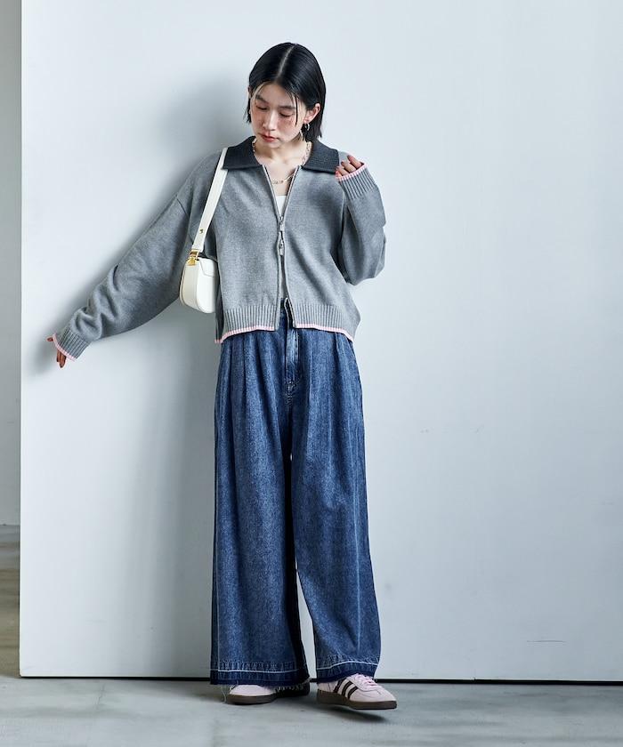垂墜感 闊腿 牛仔褲（可成套搭配）