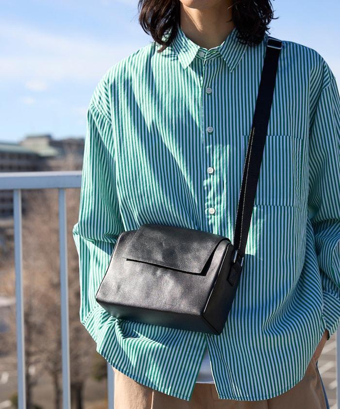 牛皮 防潑水 翻蓋設計 Leather Editor's Flap Shoulder Bag 單肩包